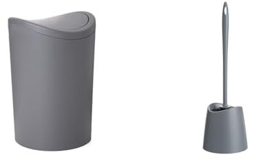TATAY Bathroom Bin with Tilting Lid, 6L Capacity, Color Grey. + Toilet Brush WC-Standard, Anthracite Grey, One Size