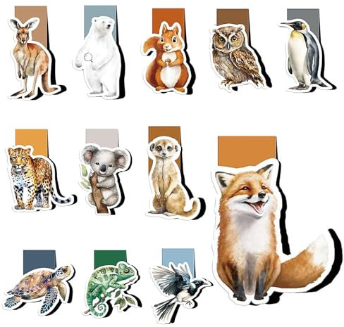 Magnetische Lesezeichen Kinder 12 Stück Tiere Lesezeichen Ideen Schultütenfüllung Einschulungsgeschenke Mädchen Junge Kleine Geschenke für Schüler Junge Mädchen Buchliebhaber
