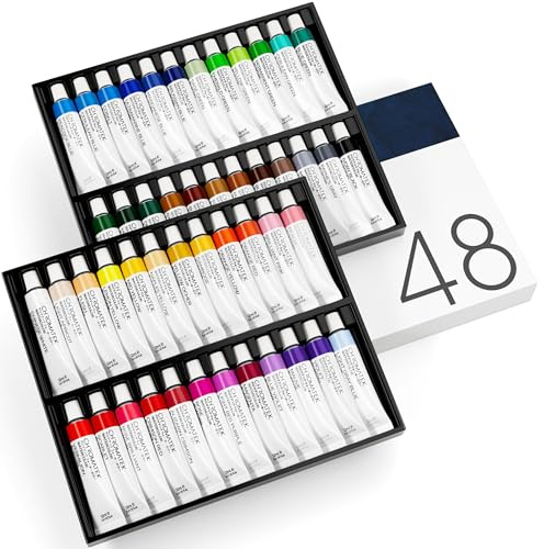 CHROMATEK Set di colori ad acquerello, 48 tubetti da 12 ml di acquerelli liquidi, colori vivaci e riccamente pigmentati, set per adulti e principianti