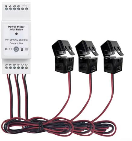 WiFi Smart Power Meter, DIN-Schienen-Leistungsmonitor, bidirektionale Messung von Solar-Photovoltaik-Messgeräten mit 3CT für Tuya (750 A)