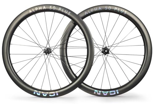 ICAN Alpha 40/50 Plus 1520g/1535g/1555g Carbon Disc Rennrad Laufradsatz 700C 21mm Innenbreite Drahtreifen schlauchlos kompatibel (kompatibel mit Road HG Freehub, Alpha 50 Plus)