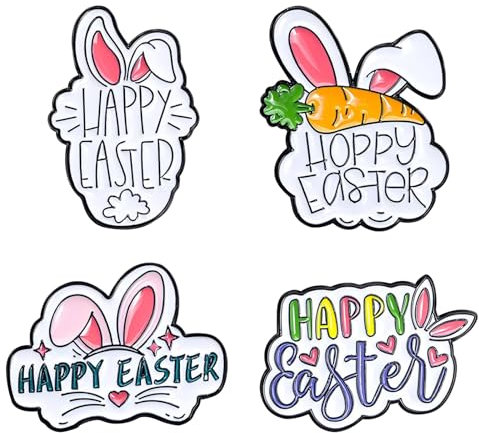 Klemmnadel, Oster Legierung Klemmnadel Brosche, 4 teilige Kaninchen Eier Serie Brosche, Modeaccessoires, Farbenfroh Festlich, Farbige Eier Brosche Für Oster Eiersuche Familienfeiern (Kaninchen)