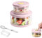 SAYAPE Glass Food Storage Containers with Airtight Lids, 33.8oz & 11.8oz High-Borosilicate Glass Meal Prep Containers with Spork, Bento Lunch Boxes for Salad, Ramen, Soup, Snacks, Fruit - 2 Pack, Pink