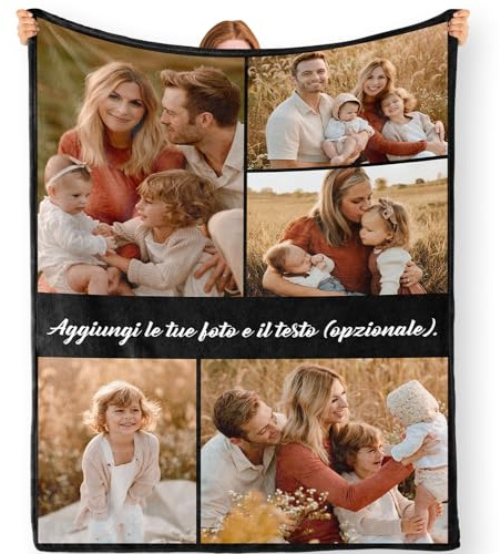 Bemaystar Coperta Personalizzata con Foto Testo - Plaid Personalizzato con Foto, Regalo Personalizzato Donna,Uomo,Amica-5 Foto