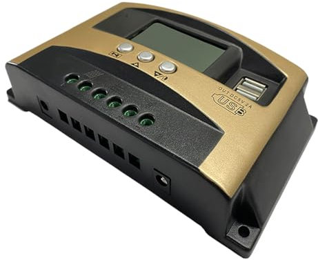 Controlador De Carga Solar Para Paneles | Cargador Solar,Regulador Inversor Impermeable 12V/24V Con Pantalla LCD, Detección DC Y Carga Lenta Para Caravanas Y Embarcaciones