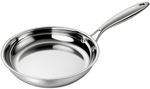 gamminox Poêle Inox 28 cm – Sans PFAS, Triply Ultra-Résistant – Manche Métal Riveté – Cuisson Saine – Tous Feux + Induction – Antiadhésive Naturelle – Qualité Pro