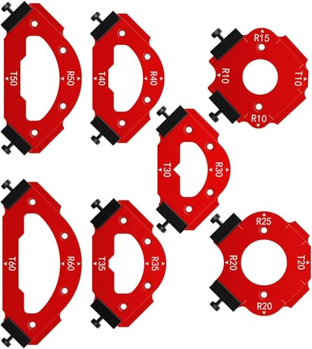youkzuan 2026 NEW Frässchablone Oberfräse 7er Set | Radius Frässchablone Oberfräse Aluminium R10–R60 T10–T60 | 3-in-1 Innen Außen Gerade Schablone Oberfräse | Oberfräse Zubehör Holzarbeiten