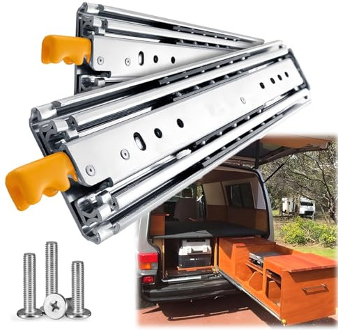 500lbs Heavy Duty Drawer Slides 10in 20in 36in 60in 72in 76in 80in 1 Pair Full Extension Ball Bearing Drawer Rails with Lock, Side Mount Tool Box Runners Tracks Glides(72 inch)