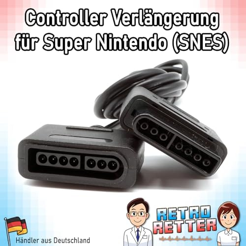 RetroRetter 1x Controller Kabel Verlängerung 1,8m für Super Nintendo/SNES Verlängerungskabel GamePad