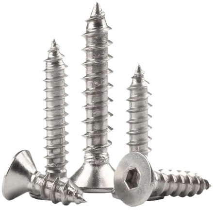 10/50 Uds M2 M3 M4 M5 cabeza plana hexagonal tornillo autorroscante 304 acero inoxidable Allen avellanada de madera(30mm,M4 x 10pieces)