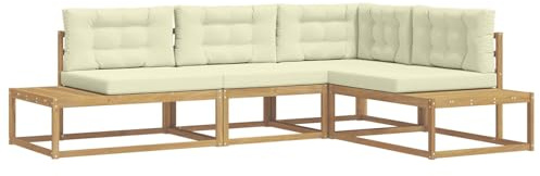 vidaXL Outdoor-Sofagarnitur Weiß 277,5 x 198,5 x 73 cm Polyester, Garten und Terrasse, modernes wetterfestes Sofa, Akazien-Sitzgruppe, Lounge-Möbel für entspannte Stunden