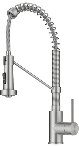 Kraus KPF-1610SS Bolden Grifo de cocina comercial de 18 pulgadas con cabezal de pulverización extraíble de doble función en acabado de acero inoxidable, 45 cm