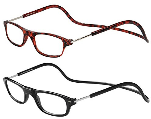 TBOC Pack: Lesebrille Lesehilfe für Herren Damen – (Zwei Einheiten) Dioptrien +3.50 Braun Schildpatt und Schwarz Fassung Stärke PC Handy Faltbar Frau Mann Magnet Clip Alterssichtigkeit Presbyopie