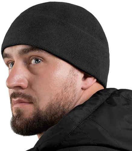 M-Tac Elite Fleece-Uhrenkappe – Militärische Taktische Beanie-Mütze, Wintermütze, Totenkopfmütze, Schwarz, MEDIUM