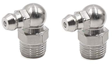 sourcing map 2 Pcs 1/8 Stainless Steel 90 Degree Grease Nipple Fitting | for Motorbike Car