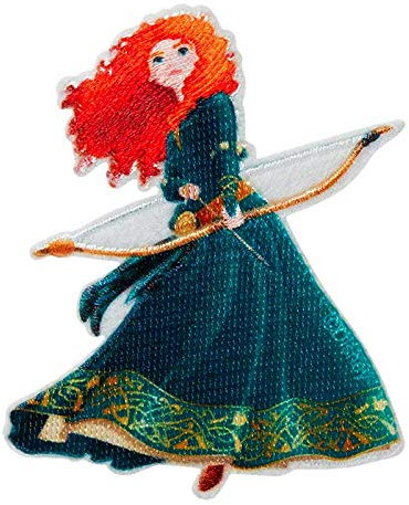 Mono Quick Disney Princess Appliques, Iron-on Patches, Ariel, Vaiana, Mulan, Belle and Much More (14084 - Merida)