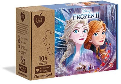 Clementoni 27154 Play for Future Frozen 2 – Puzzle 104 Teile ab 6 Jahren, Kinderpuzzle aus recyceltem & recycelbarem Material, Denkspiel für Kinder