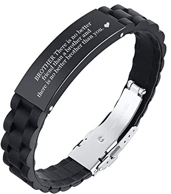PJ JEWELLERY Zu meinem Bruder Geschenk Armband Männer Inspirierende Nachricht Gravierte Silikon Armband Geschenkidee an Schwager Abschlussfeier Geburtstagsgeschenk von Schwester Bruder