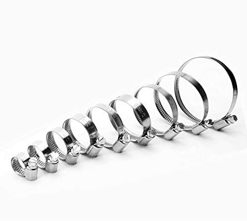 5 Stück Schlauchschellen (Spannbereich: 8-16 mm Bandbreite: 9 mm) aus Chromstahl W2 Außensechskant oder Kreuzschlitz Rohrschellen