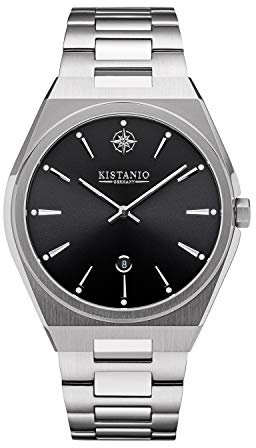 Kistanio Milano Herrenuhr mit Edelstahlarmband 10ATM Saphirglas Schwarz SI-BK-S