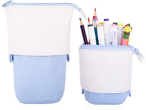 iSuperb Federmäppchen Verwandeln Mäppchen Ständer Pencil Case Bleistifthalter Einziehbarer Bleistiftetui Kosmetiktasche Organizer Schminktasche Mädchen Kosmetiktasche Organizer (Hellblau)