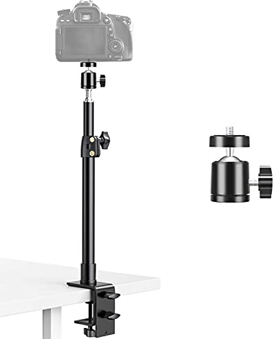 Fotoconic Tabletop Light Stand,Camera Mount Stand with 1/4 Screw and 360° Ball Head, Adjustable13.7-23.6inches / 35-60cm for Camera, Ring Light, LED Light, Live Streaming, Make up, Selfie