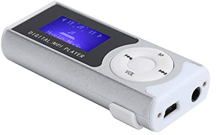 MP3-Player, Tragbarer Sport MP3-Taschenlampen-Musik-Player -Back-Clip-LCD--Bildschirm-Musik-Media-Player(Silber)
