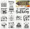 12 Stücke Geburtstagsschablonen Happy Birthday Vorlagen Geburtstagstorte Kerze Muster Schablonen Geburtstag Malerei Schablone Kuchen Prägung Thema Schablonen zum Zeichnen Scrapbook DIY