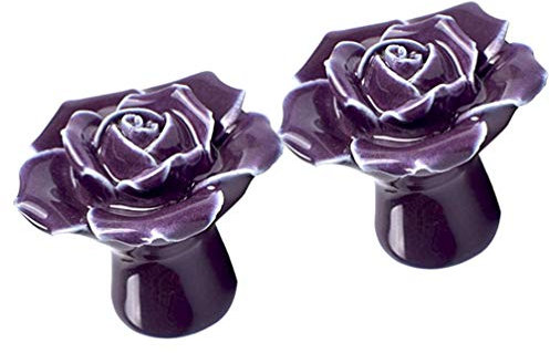 EXCEART 2pcs Modern Dresser Handle Rose Floral Door Knobs Kitchen Door Knobs Ceramic Drawer Handles Floral Knobs White Chest of Drawers Ceramic Pull Knob Kitchen Cabinet Crystal Purple