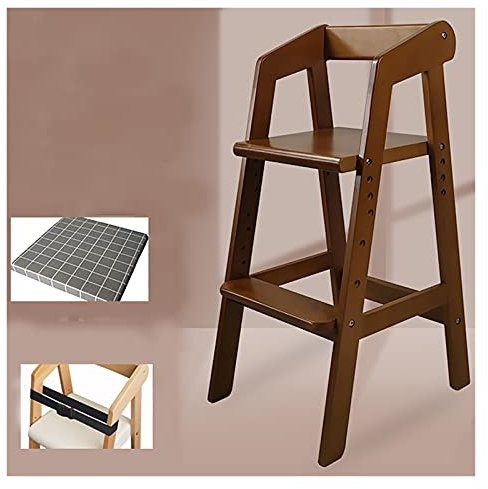 DUNAKE Verstellbar Holz Hochstuhl Baby,3 in 1 kinderhochstuhl,hochstuhls Newborn Set, für Kinder ab 1-8 Jahre alt,für Babys ab Geburt nutzbar in Kombination,Traggewicht: 40 kg (Color : Brown)