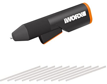 WORX MakerX Heißklebepistole, 18 V (20 V max), WX746.9, PowerShare, schnelles Aufheizen in 30 Sekunden, LED-Temperaturanzeige, tragbar und leicht, 10 Klebestifte inklusive, ohne Akku und Ladegerät