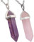 Nupuyai 2pcs Amethyst & Rose Quartz Hexagonal Stone Pendant Necklace for Women Men, Energy Protection Crystal Point Pendant with Chain