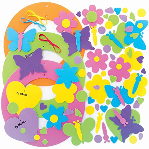 Baker Ross Muttertag Moosgummi Kranz Bastelset - 3er Pack, Muttertagskranz Basteln für Kinder (FC423)