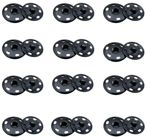 12 Sätze Annähen Druckknöpfe aus Metall, 21mm Snaps, Druckknopf Nähen, für Kleidern, Blusen, Handwerk, DIY, Handtasche
