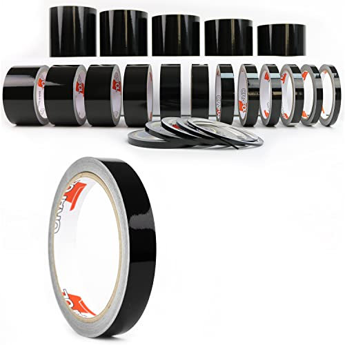 1A Style Sticker Zierstreifen Glanz Folie Folienstreifen Autodekor Pinstripes Dekorstreifen Modellbau KFZ Wohnwagen Boot Bike DIY Basteln Möbel (16 mm, Schwarz)