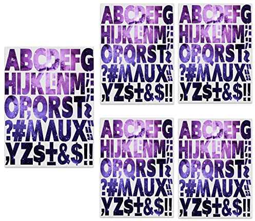 270 pcs 2 Inch Iron On Letters Heat Transfer Letters, Alphabets for Sport Jerseys T Shirts Team Name Clothes Slogan Printing DIY Crafts Decoration (5 Sheets Camouflage Galaxy)
