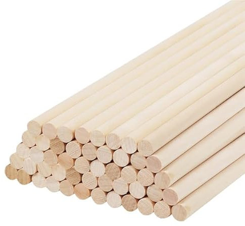DARENYI 50 Stück Holzstäbe,Holzstäbchen Rund,Holzstäbe zum Basteln,Ø 1 cm Länge 30cm,natur,Unbearbeitete,für Holzarbeiten,Kunstprojekte, Deko & DIY-Crafts,Modellbau