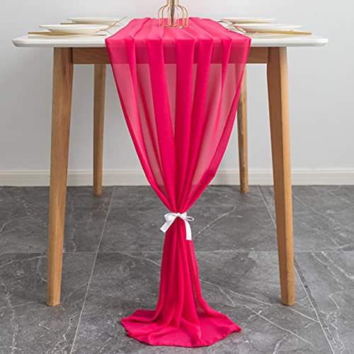 Lifup Runner da Tavolo in Chiffon per Casa Cucina Matrimonio Feste Fucsia 30 x 275 cm