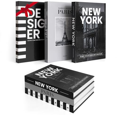 3 Kunstbücher zur Dekoration, dekorative Bücher für Heimdekoration,Bücherboxen als Kunstbücher für Bücherregal, Couchtisch, Bücherdekoration, Bücherbox Reisebücher Set, Bücheraufbewahrungsbox