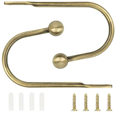 TAIYOU 2 Stück Raffhalter Gardinen Metall Vorhang Raffhalter Haken Dekorativer Wandmontage Raffhaken für Schlafzimmer Wohnzimmer Bäder Küchen Büros Esszimmer Cafés Bronze Runder Kopf