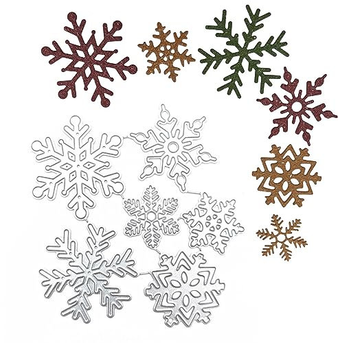 Schneeflocken Stanzschablonen Weihnachten, 3D Metall Christmas Stanzformen Stanzbögen Stanzschablonen Stanzschablone Scrapbooking Prägeschablonen Stanzformen Schablonen für Fotopapier, Karten