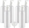 LusDoly 6 Piezas 500ml Blanco Recargable Botellas de plástico con Blanco Bomba para Recipiente Vacías Bomba de Prensa Dispensadores de Jabón Botes loción Botella