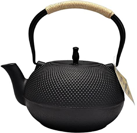 Aintap Théière Japonaise élégante en Fonte avec infuseur - Capacité d'eau de 1800 ML / 60 oz - Passoire Incluse - Couleur Noire élégante