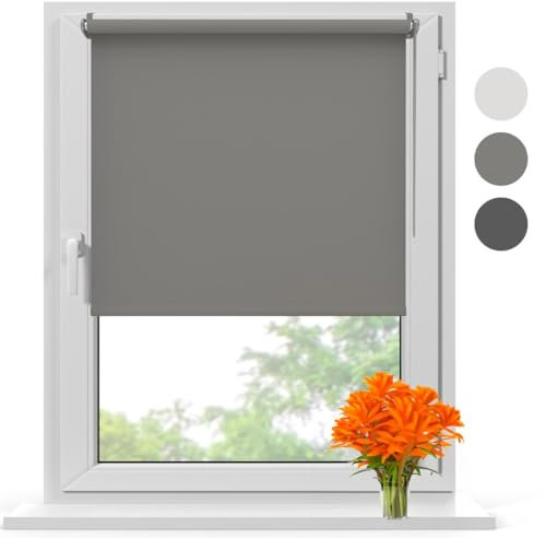 Radeco® Verdunklungsrollo ohne Bohren klemmfix 70 x 150 cm (BxH) grau, Fenster rollos für innen, Rollo ohne Bohren, klemmrollo, fensterrollo, verdunkelungsrollo, rollos für Fenster ohne Bohren