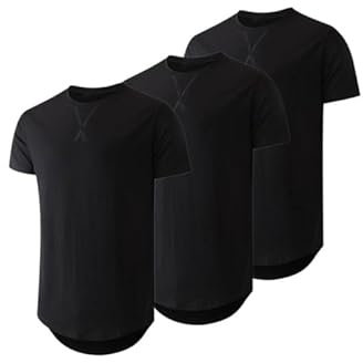 JMIERR 3 Pack T Shirt Herren Sommer Basic Einfarbig T-Shirt Baumwolle Slim Fit Hemd Kurzarm Sportwear Schwarz 2XL