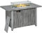 Outsunny Propane Gas Fire Pit Table for Garden, 50000 BTU Smokeless Firepit Outdoor Patio Heater with Waterproof Cover, Glass Screen, Glass Beads and Lid, Wood Effect, 109 x 56 x 63cm, Grey