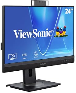ViewSonic VG2457V 24 1080P Video Conference Port Monitor with IR Webcam Compatible with Windows Hello, Advanced Ergonomics and USB-C 90W for Home and Office