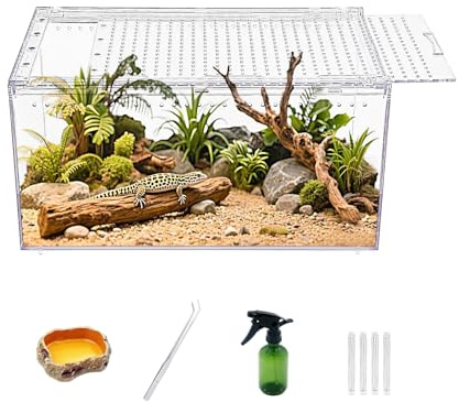 Reptile Growth Reptile PC Terrarium,Tarantula Enclosure,Spider Tank with Magnetic Button.12x 8x 6 Lizard Enclosure,Reptile Breeding Tank for Insect,Fish,Tarantula,Hermit Crab,Small Bearded Dragon