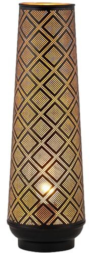 Marrakesch Tischlampe Nachttischlampe 47cm groß | Aesthetic Deko Lampe Stehlampe im Wohnzimmer Schlafzimmer oder Kinderzimmer | Moderne Tischleuchte Qantas aus Metall schwarz gold E27 Lampenfassung