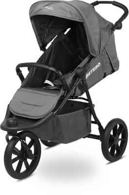IKS2 Caretero LIMA - Kinderwagen - Buggy 3 Rad - Verstellbare Rückenlehne - Mit Sicherheitsgurt, Verdeck, Korb, Regenfolie, Beinschutz, Liegefunktion - Reisebuggy, Buggy Zusammenklappbar - Graphit
